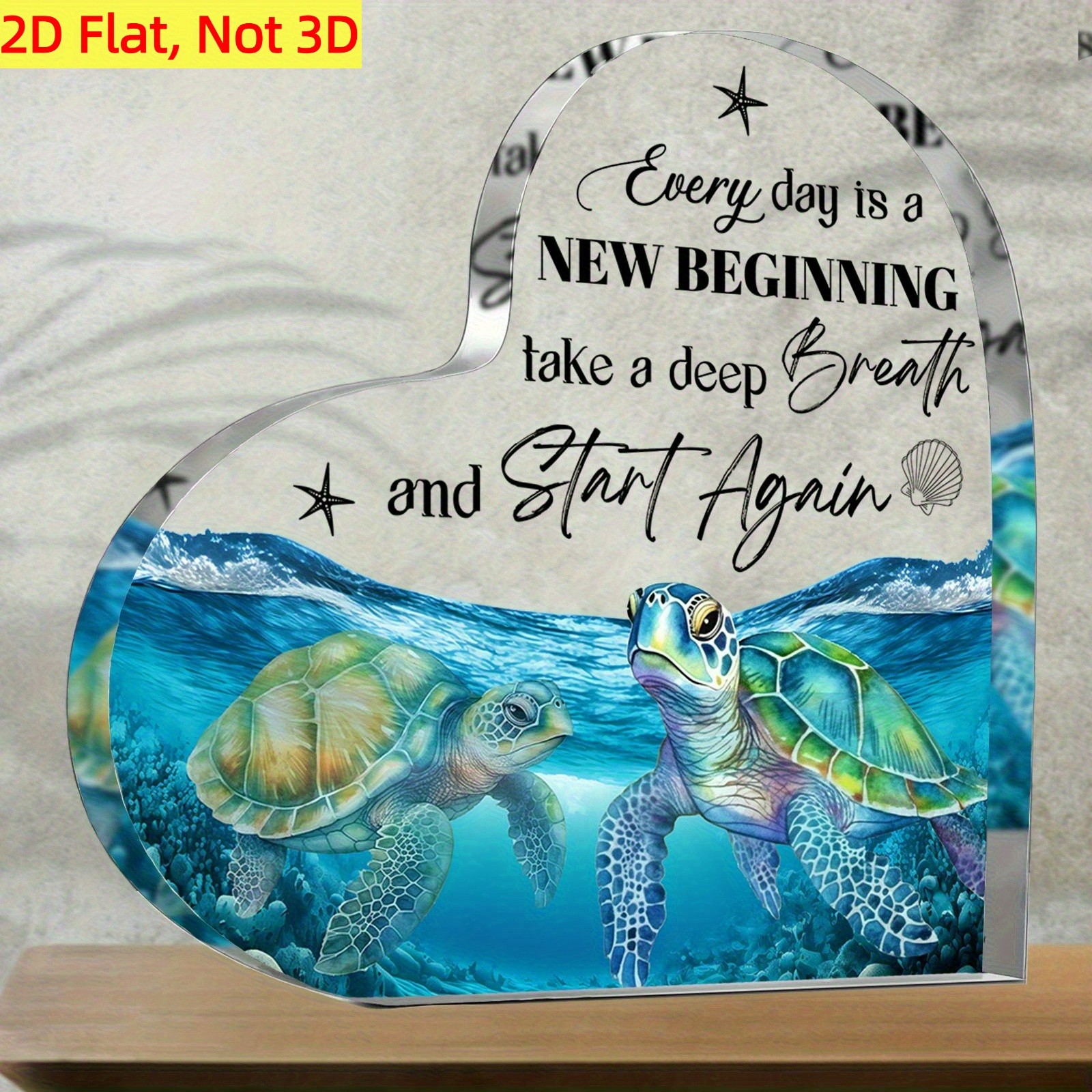 Heart Turtle Decor - "Every Day Is A New Beginning" Sign Inspirational Home Gift gallery