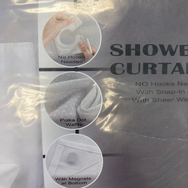 No Hook Shower Curtain with Snap in Liner Set Less Time Waffle Shower Curtain fo gallery