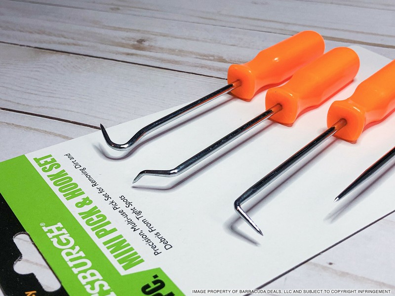 Pittsburgh 4 Piece Mini Pick & Hook Set - Straight, 90º, 120º Hook, Round Angle gallery