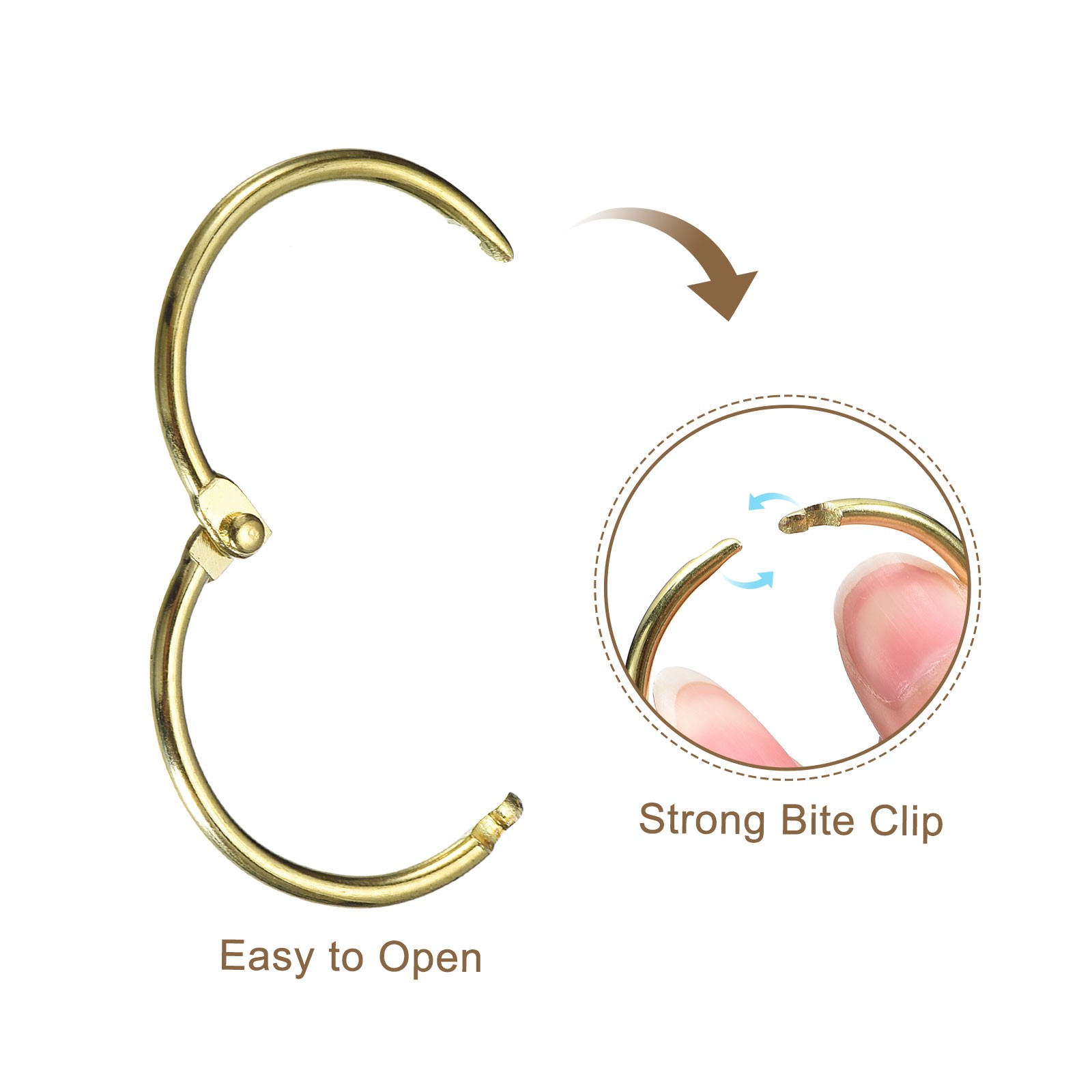 12pcs Shower Curtain Rings 1 Inch Loose Leaf Binder Rings (Gold) gallery