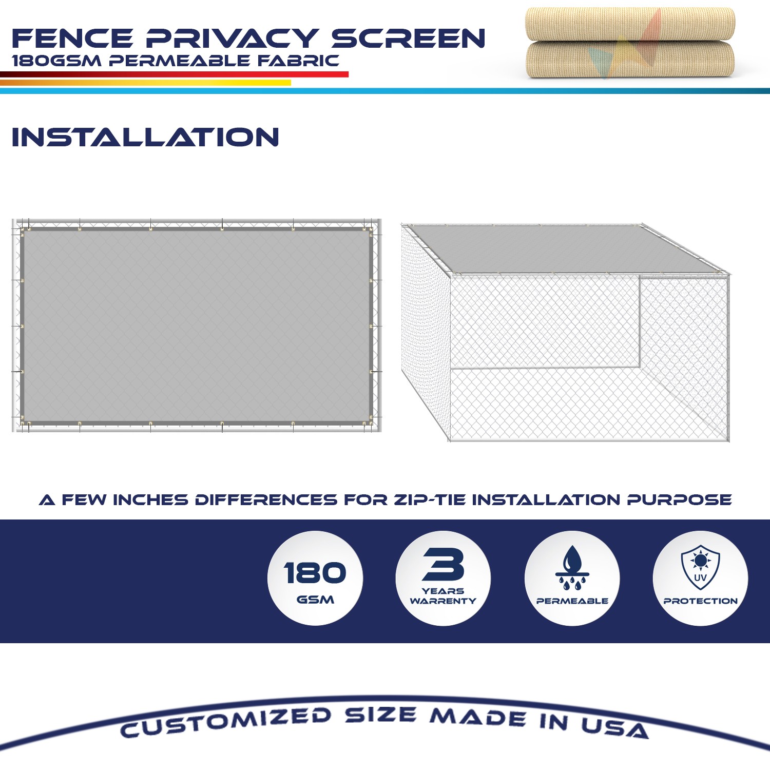 16ft Fence Privacy Screen Heavy Duty Fence Cover Garden Wall Backyard Sand gallery