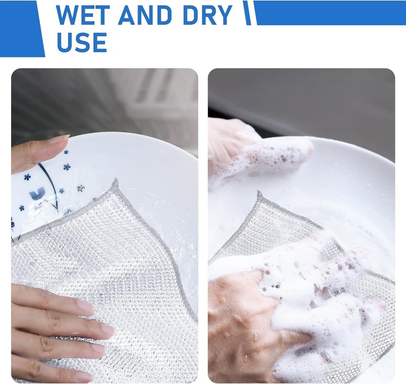 10PCS Set Non-Scratch Steel Wool Dishcloth - Multi Purpose Wire Dishwashing R... gallery