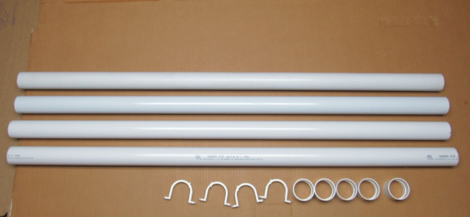 16 ft Central Vac PVC Pipe 2"OD 4 ft sticks (5) Couplings (4) Straps gallery