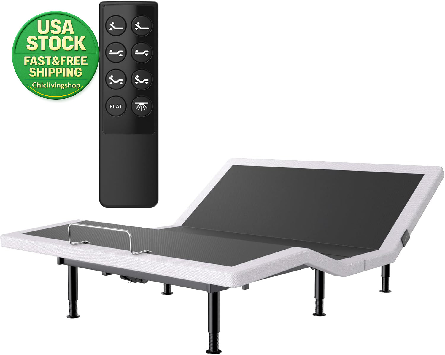 Electric Queen Adjustable Bed Frame Wireless Remote Head Foot Incline USB Light gallery