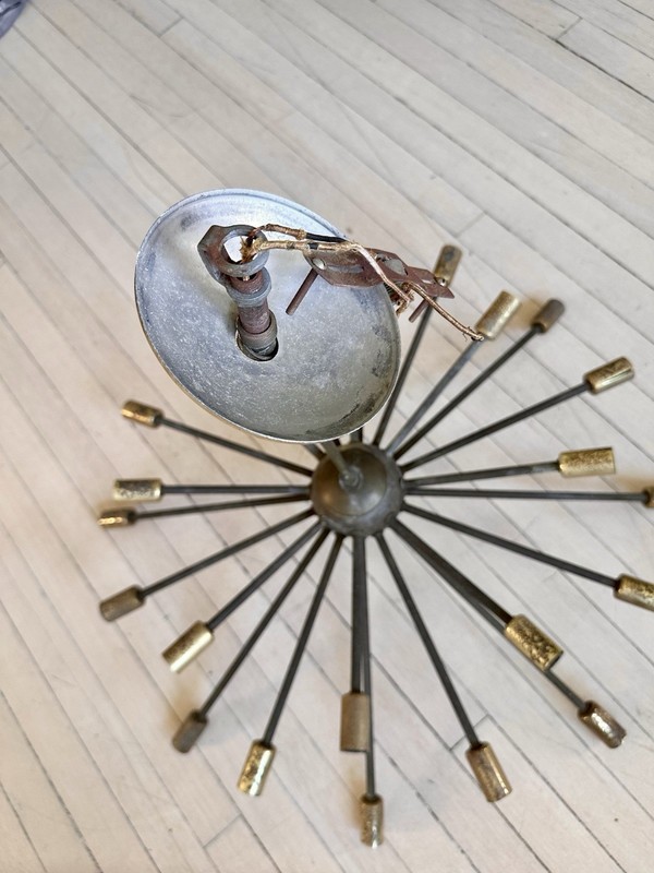 Vintage Brass MCM Atomic Sputnik Ceiling Light Chandelier Starburst Bulbs gallery