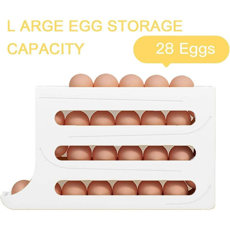 Automatic Rolling Egg Dispenser Organizer for Refrigerator 4-Tier Space-Saving gallery