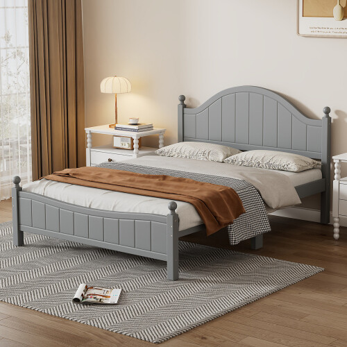 Full/Queen/King Size Platform Bed Solid Wood Bed Frames w/ Headboard & Footboard gallery