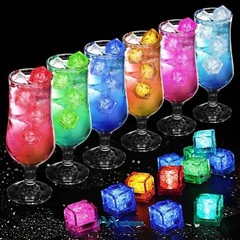 24Pcs LIGHT UP LED ICE CUBES Rainbow Color Flash Liquid Sensor for Drinks Party