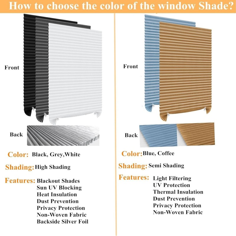 Pleated Window Blinds,Temporary Window Shades Cordless Light Filtering Pleated gallery