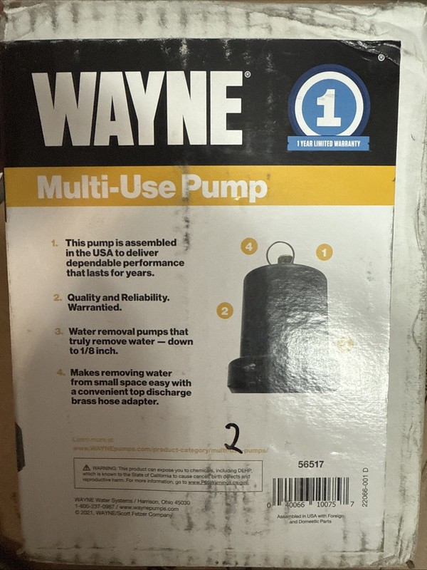 Wayne TSC130 Multi-Use pump 1000 Gallons/Hour Thermoplastic NEW OPEN BOX. gallery
