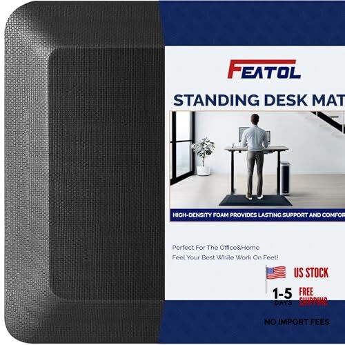 Anti Fatigue Mat for Standing, 9/0 Extra Thick 59"L x 20"W x 0.9"Th 1 Black gallery