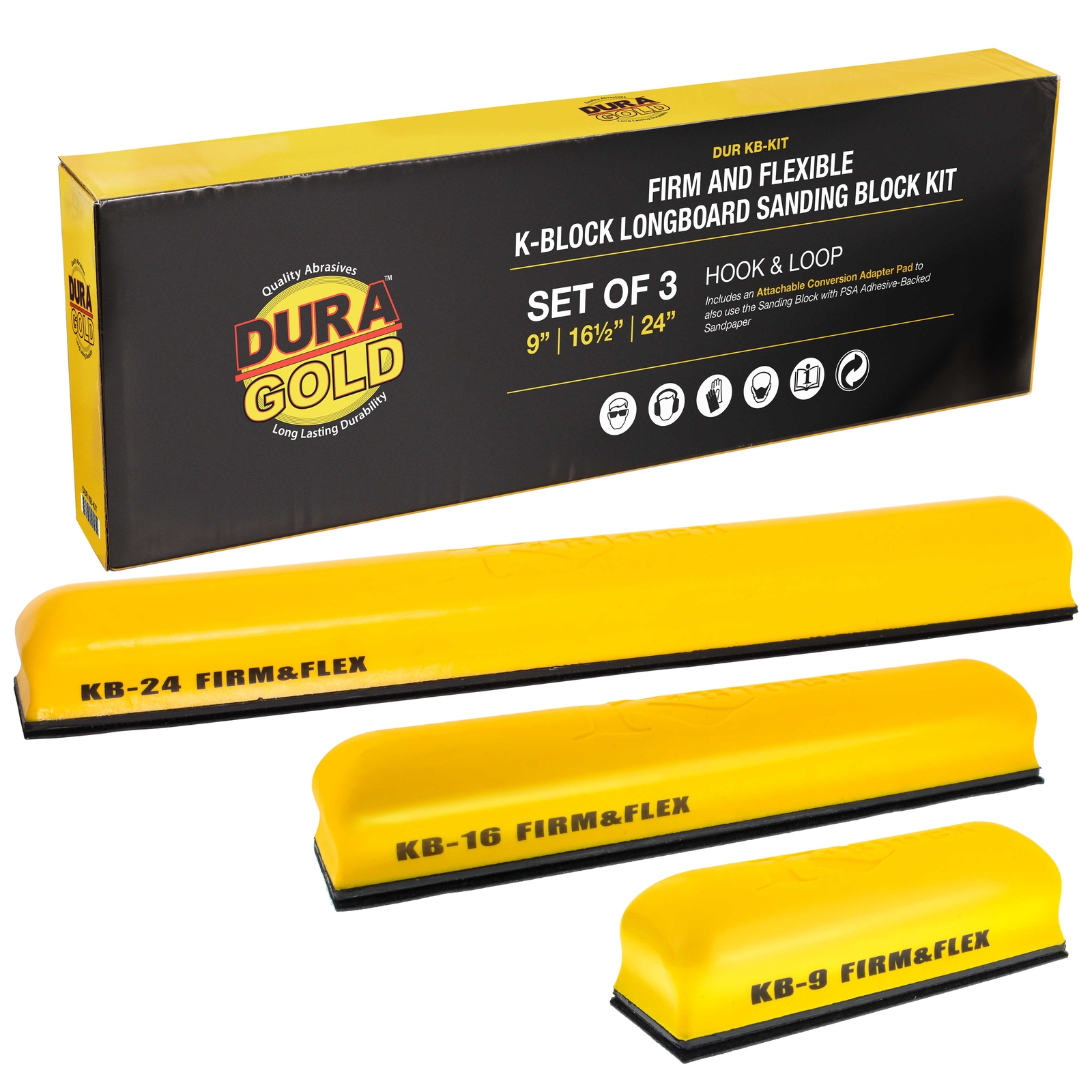 K-Block Sander Firm & Flex Hand Sanding Block Kit, 9", 16", 24" with Hook & Loop gallery
