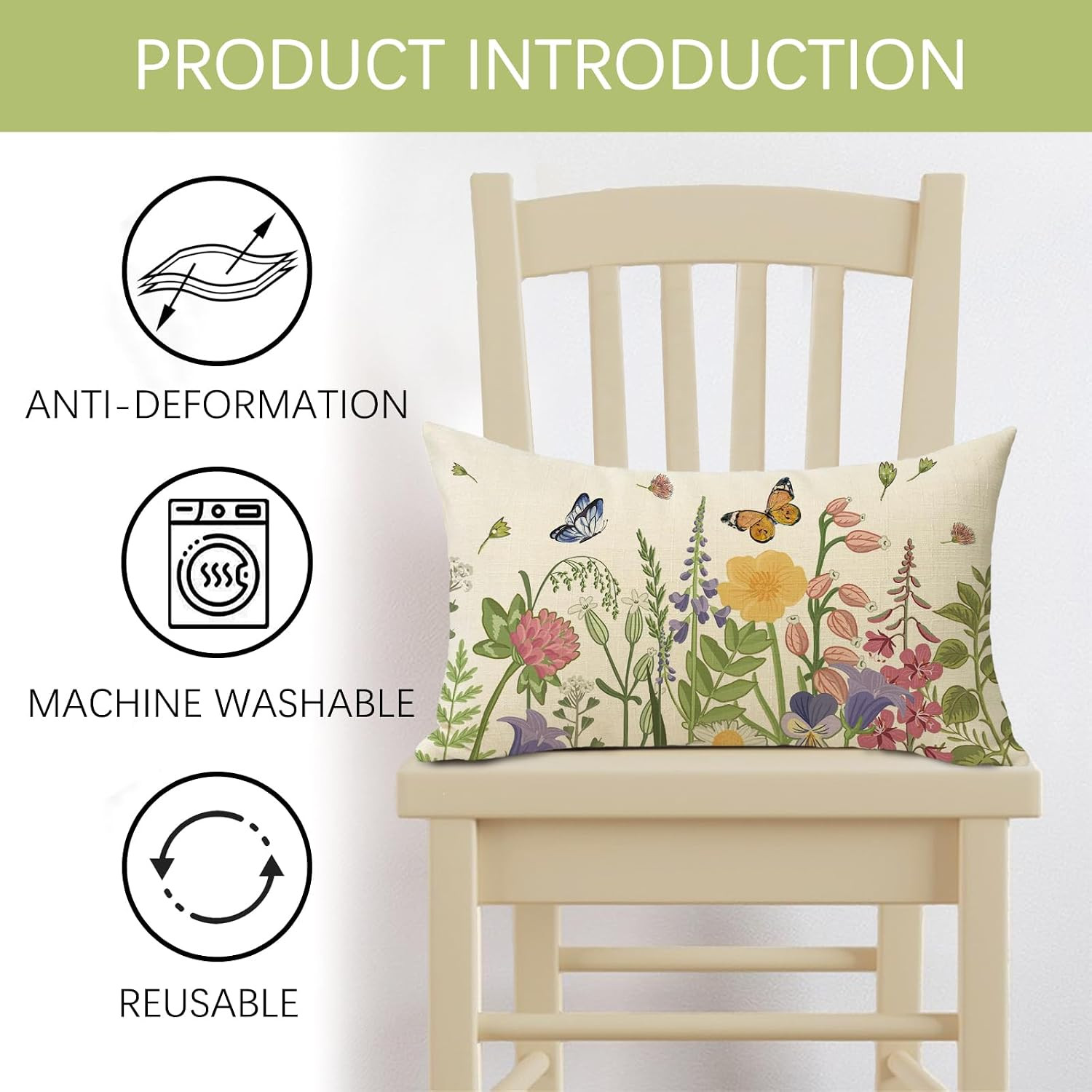 Spring Summer Wildflowers Lumbar Decorative Throw Pillow Cover 12 X 20, gallery
