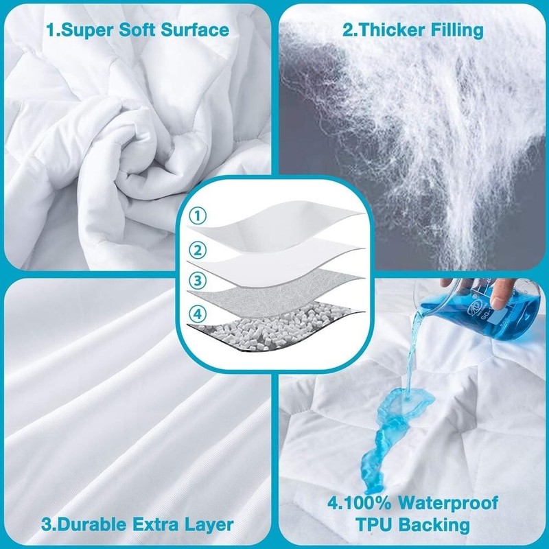 Lunsing King Mattress Protector, Waterproof Breathable Noiseless King Size Mattr gallery