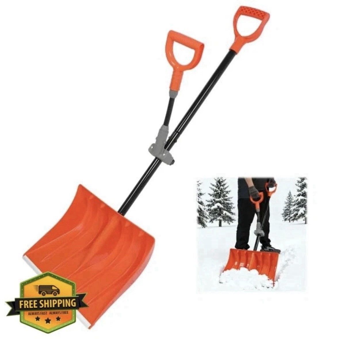 ORIENTOOLS 17'' Snow Shovel for Car Driveway with D-Grip Handle and Durable Edge gallery