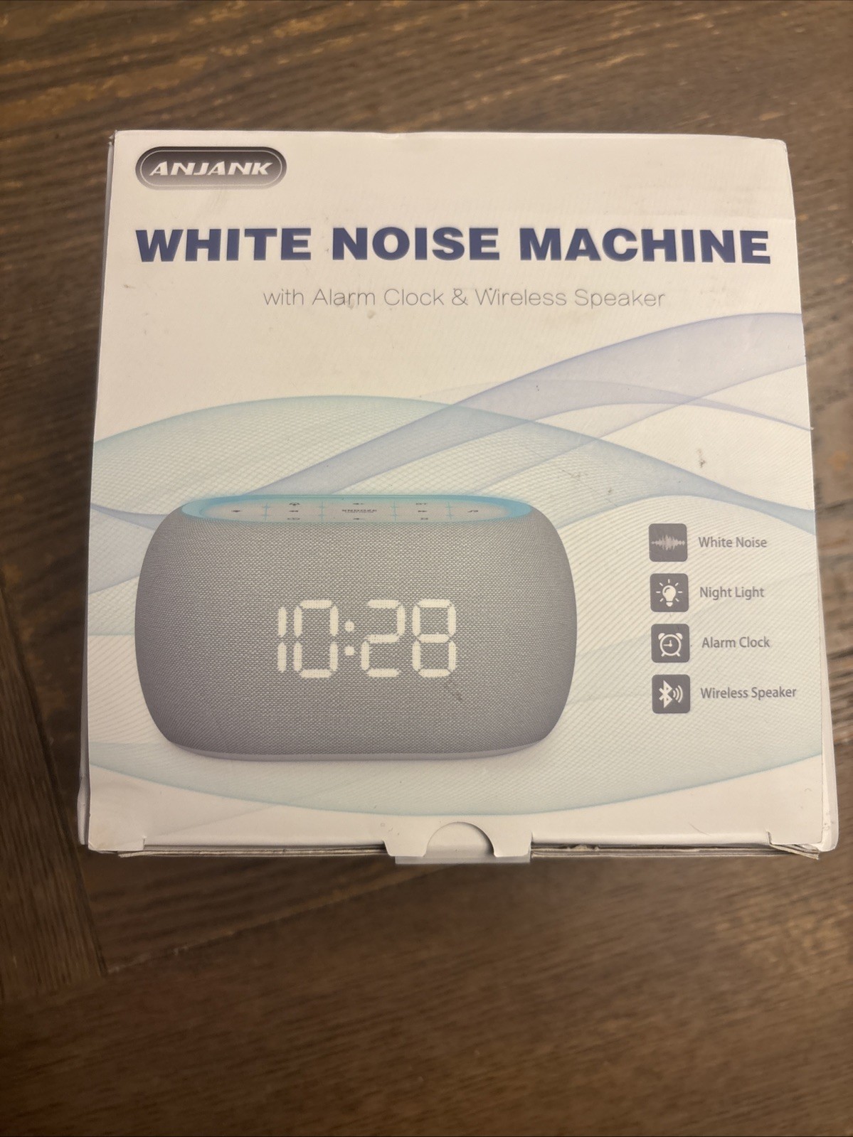 ANJANK White Noise Sound Machine Alarm Clock with Bluetooth Grey, Grey OPEN BOX gallery