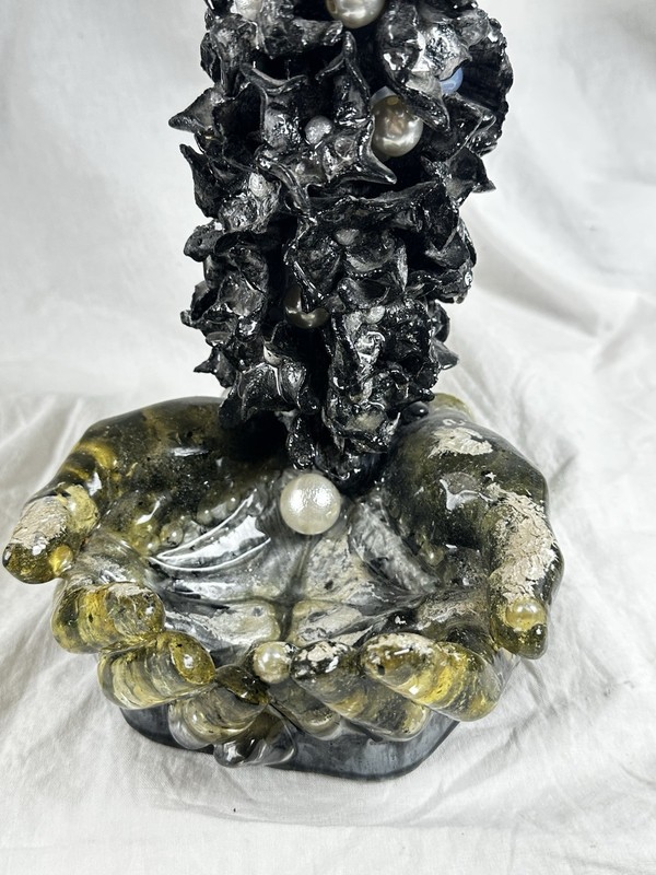 Handmade Gothic Resin Goddess Statue - Dark Fantasy Art Sculpture with Pearls gallery
