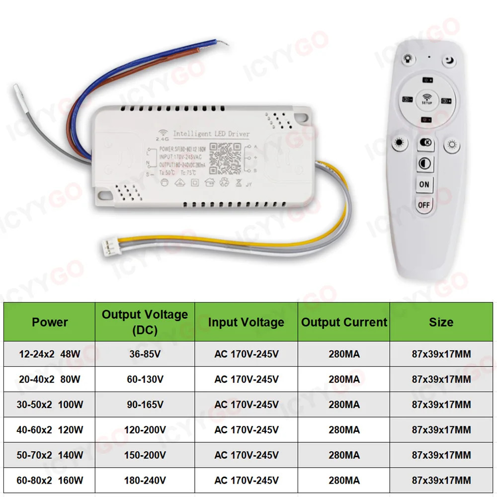 2.4G LED 40-60WW 60-80W Lighting Transformer Remote Control APP For DIY Dual gallery