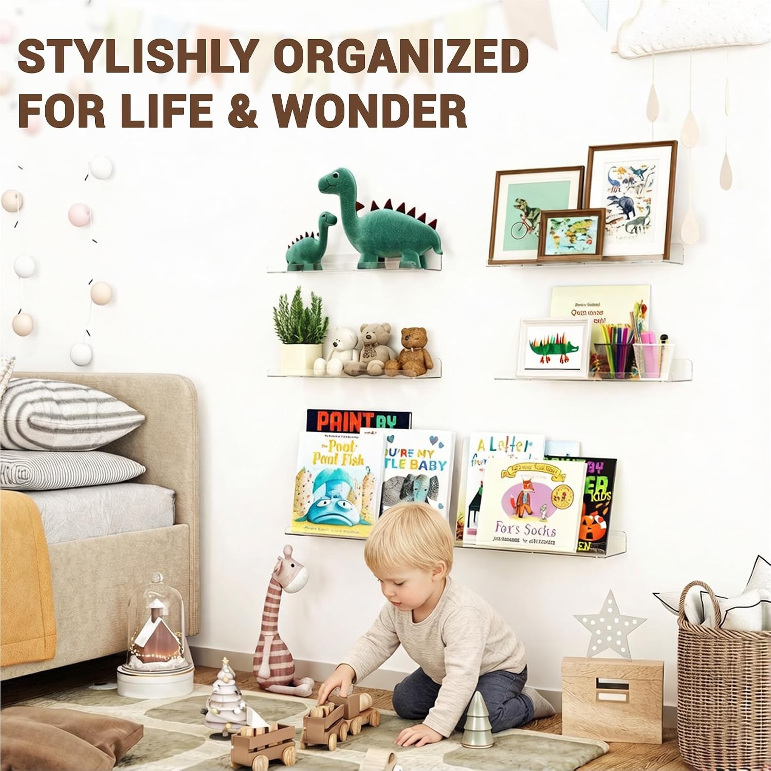 Floating Shelves for Wall Decor, 15" Extra Clear Wall Shelves for Bedroom gallery