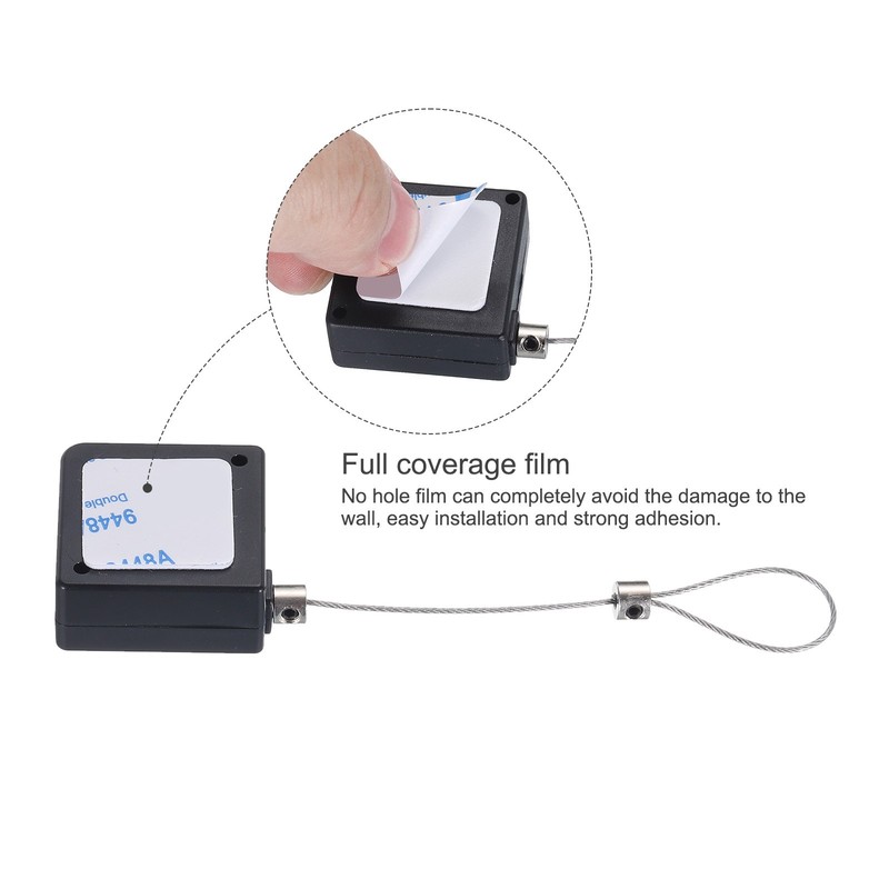 4Set Retractable Cable Lock with Double-Sided Adhesive Remote Lock 600g Black gallery