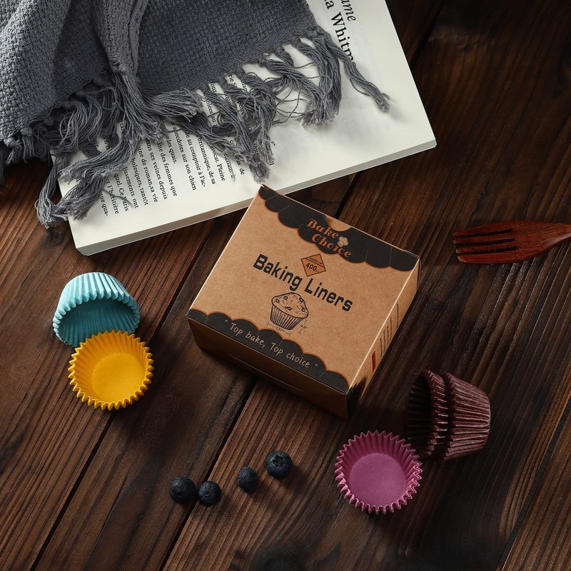 Non-Stick 400pcs Mini Cupcake Liners for Baking, Natural parchment mini muffin l gallery