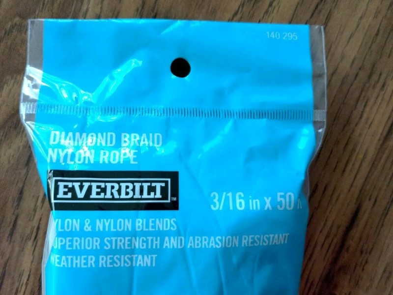 Everbilt 140295 White Diamond Braid Nylon Rope 3/16 in. x 50 ft. 90lb WLL NEW gallery