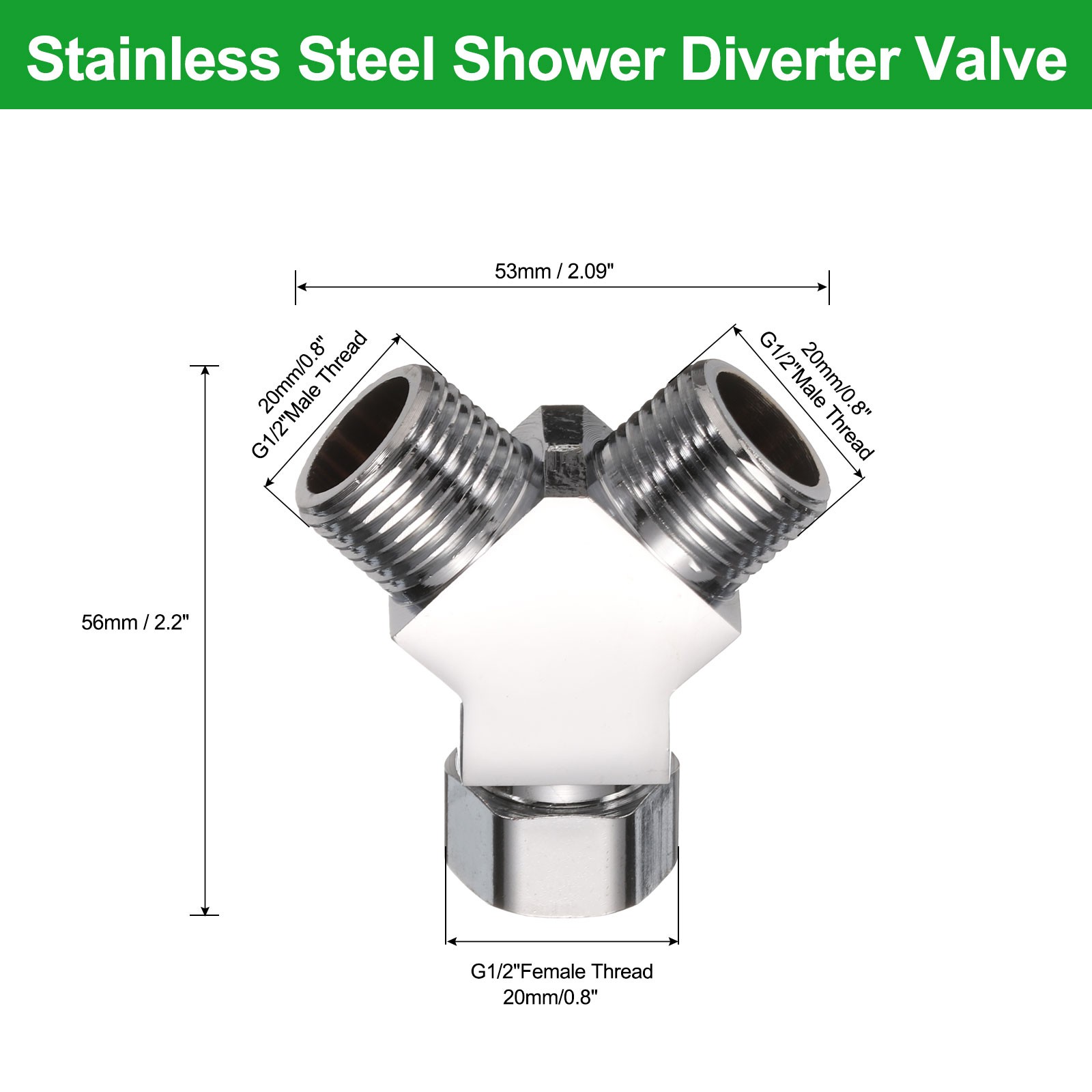 G1/2" Diverter Valve 3 Way, Y Adapter Connector for Angle Valve Hose (58mm) gallery
