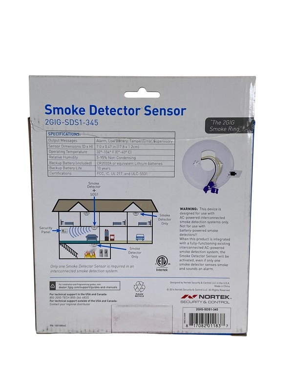 2GIG Smoke Detector Sensor Transmitter 2GIG-SDS1-345 Smoke Ring (New) gallery