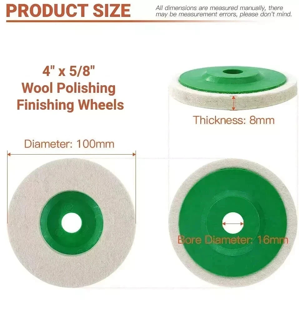 10 Pack 4" Wool Polishing Discs for Angle Grinder Finishing Wheel Buffing Pads gallery