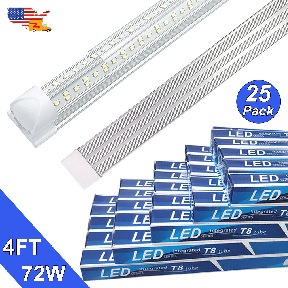 25 Pack 4Ft Linkable Shop Ceiling Light 72W 6500K Daylight 4Foot Led Shop Lights gallery