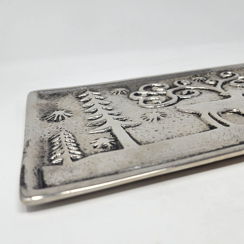 Mud Pie Deer Trees Tray Silver-tone 15 x 7 Rectangle Serving Tray Made in India gallery