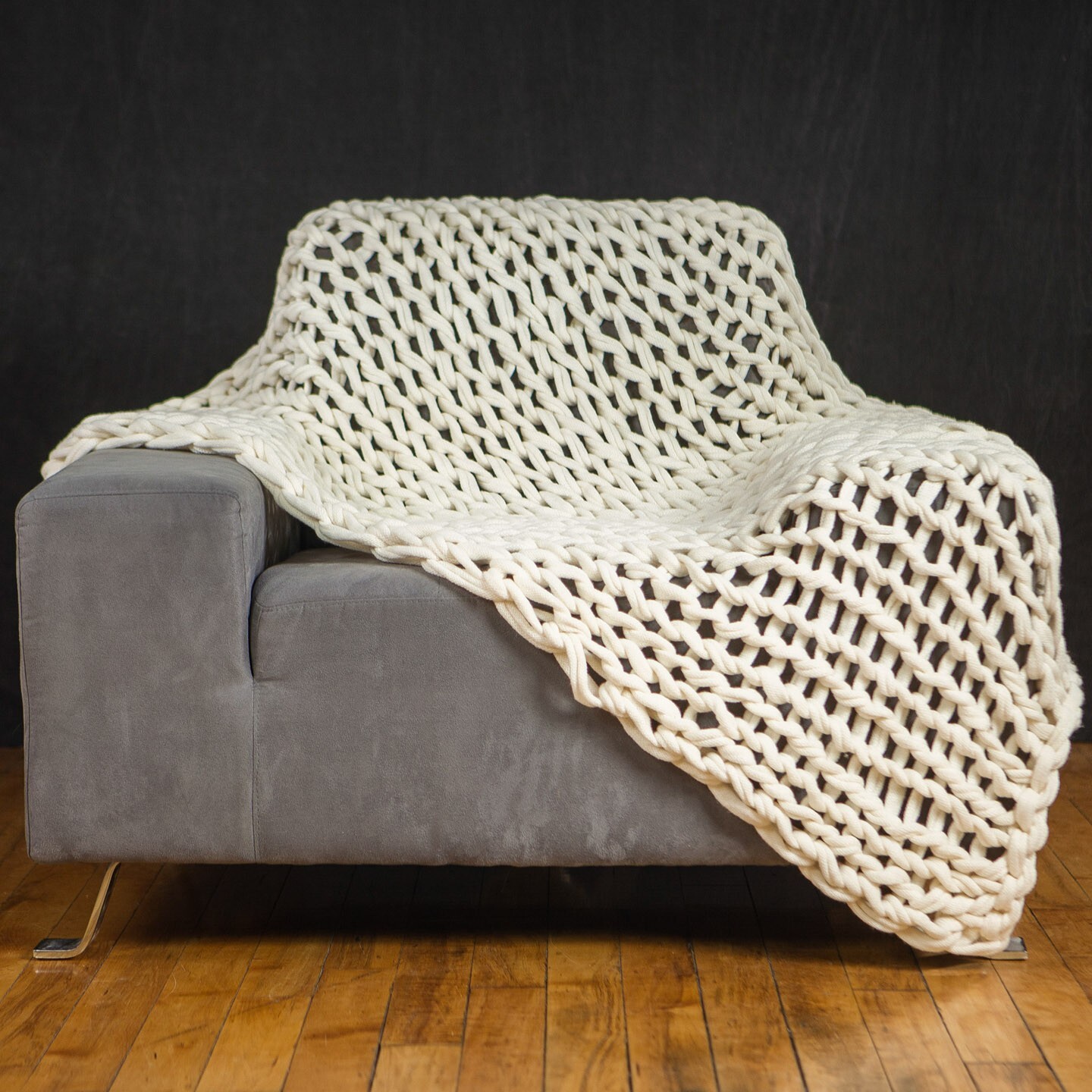 Delray Chunky Cable Knit Throw Blanket Cottage Hand Knitted Bedford Collections gallery