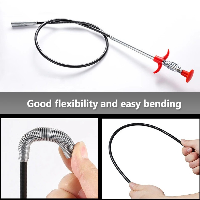 1pc 24in Spring Pipe Dredging Tool Drain Snake Clog Remover Cleaning Stick - NEW gallery