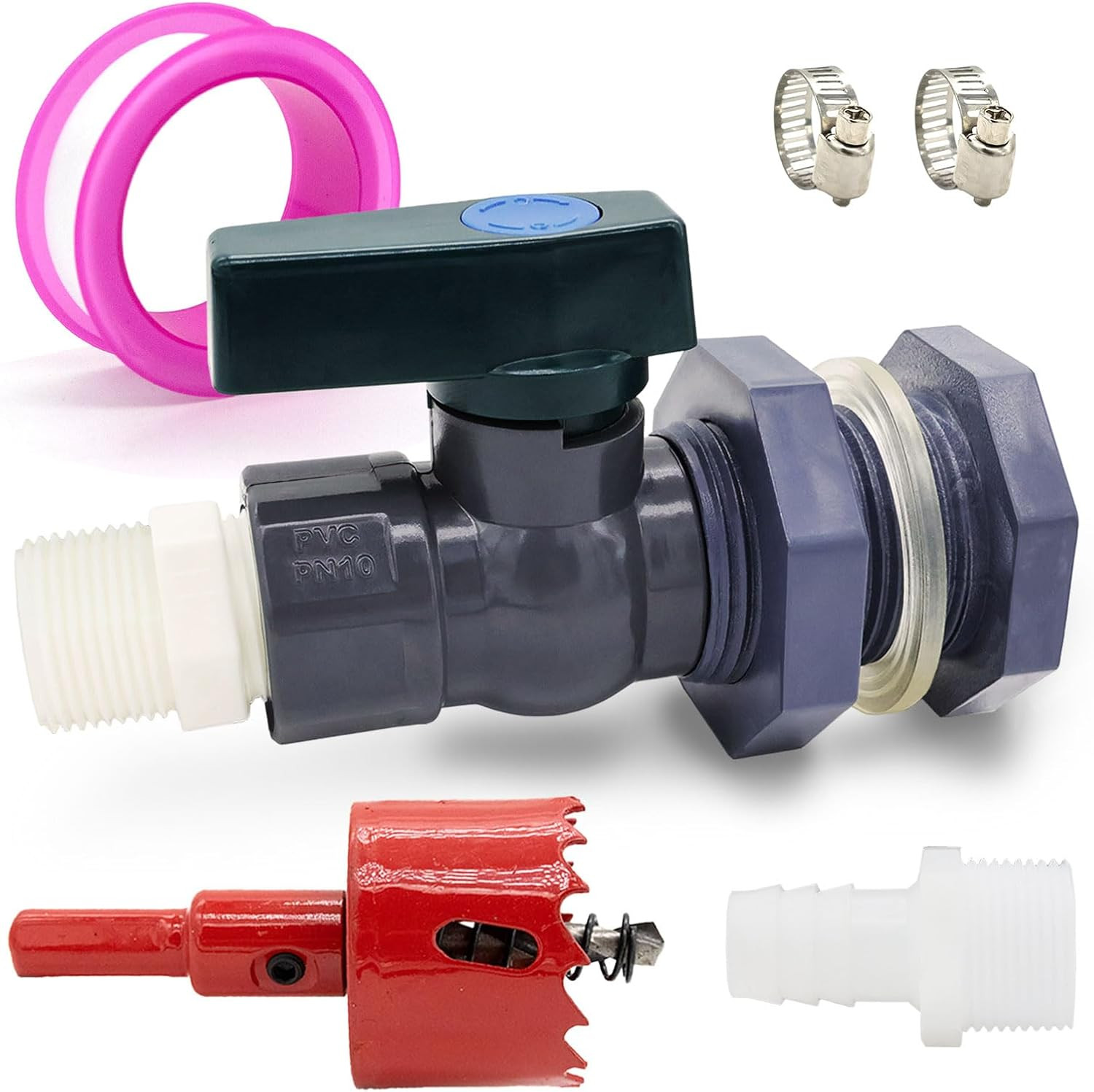 PVC Rain Barrel Diverter Kit Rain Barrel 3/4 Inch Spigot Kit with Bulkhead Fitti gallery