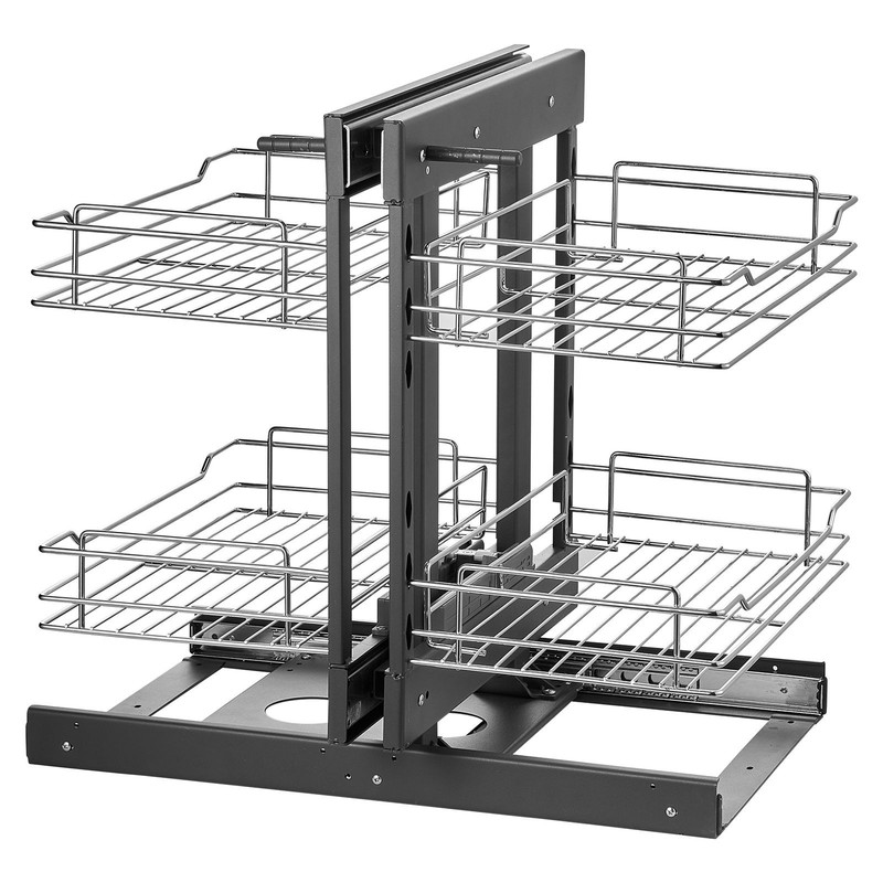 Blind Corner Pull Out Organizer, 4-Tier Chrome Carbon Steel, 88lb Capacity gallery