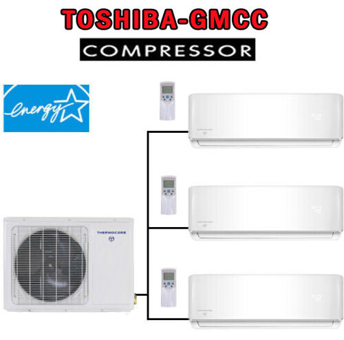 22 SEER Tri Zone Ductless Mini Split Air Conditioner Heat Pump, Ceiling cassette gallery