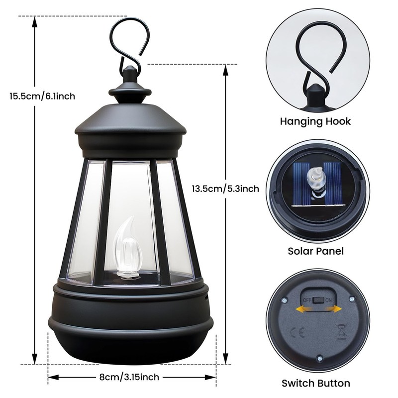 2 Pack Solar Lantern Lights Replacement Waterproof Outdoor Warm White gallery