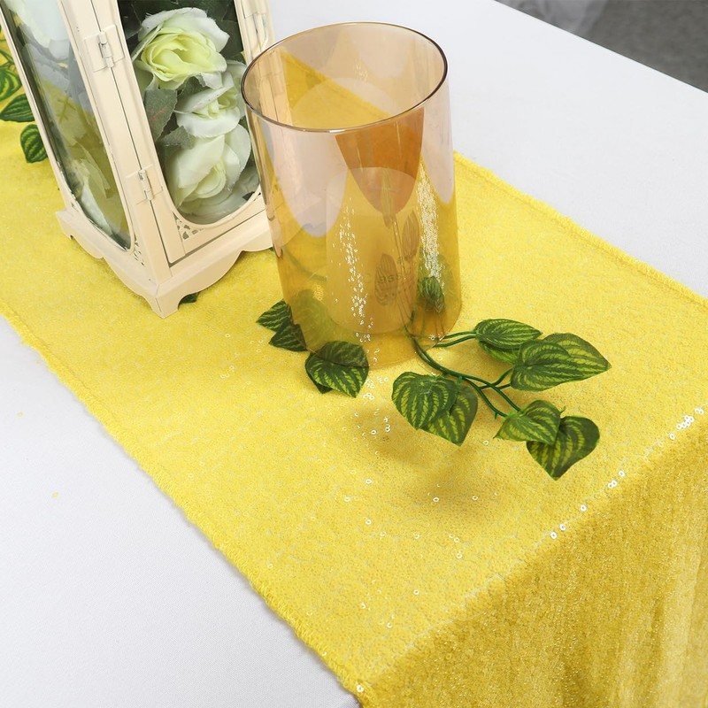 Yellow Sequin Table Runner - 12x108 Inch Glitter Table Cloth for Baby Showers... gallery