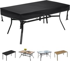 SUNICO Outdoor Table Cover rectangular (72″ L x 35″ 72 L x 35 W x 6 H, Black