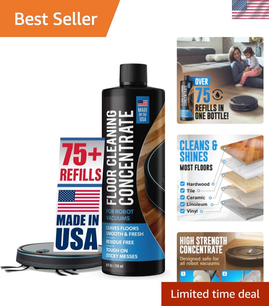 Effortless Floor Care: 75+ Refills Robot Vacuum Cleaning Solution - Made in USA gallery