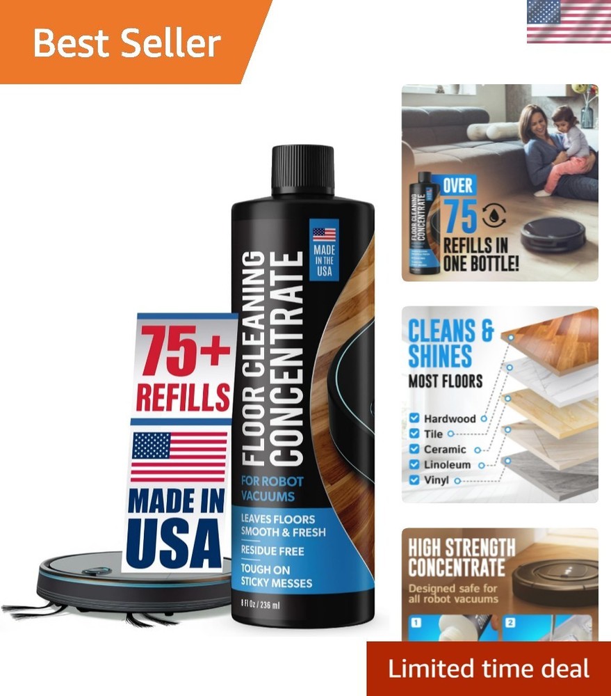Effortless Floor Care: 75+ Refills Robot Vacuum Cleaning Solution - Made in USA