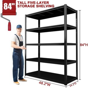 84'' Steel Garage Shelf Storage Rack 3000lbs 5-Tier Heavy Duty Garage Shelving gallery