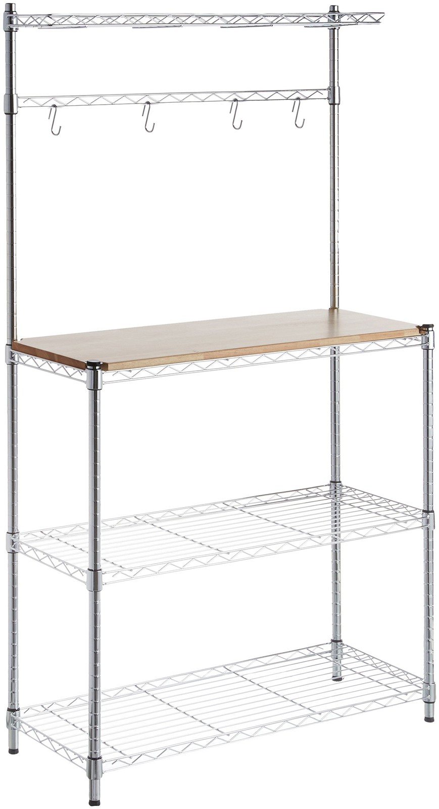 3 Tier Kitchen Bakers Rack with Storage, Removeable Top, Wood/Chrome, 14 D x gallery
