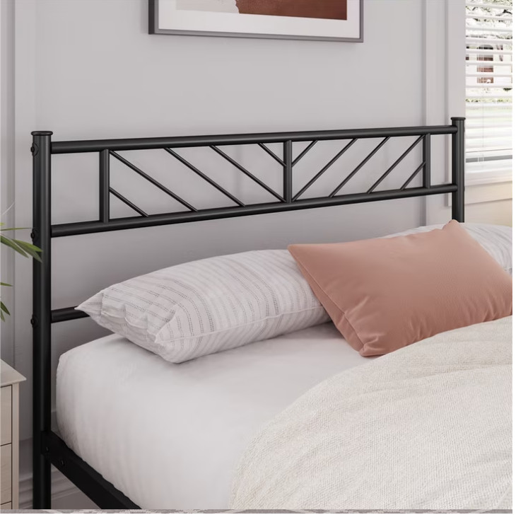 Metal Bed frame Queen Platform Bed with Arrow Design Headboard gallery