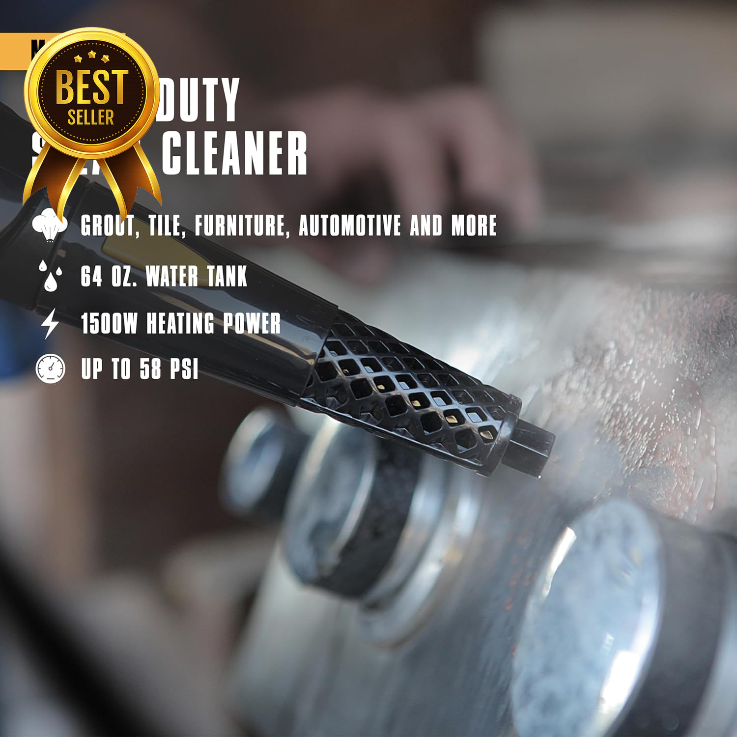 MC1385 Deluxe Canister Steam Cleaner 2 Hour Runtime Chemical Free Cleaning Machi gallery