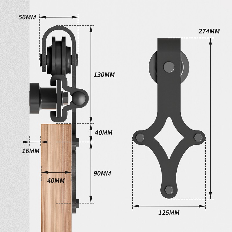 4FT-20FT Sliding Barn Door Hardware Closet Track Kit for 1/2 Wooden Door，Rhombus gallery