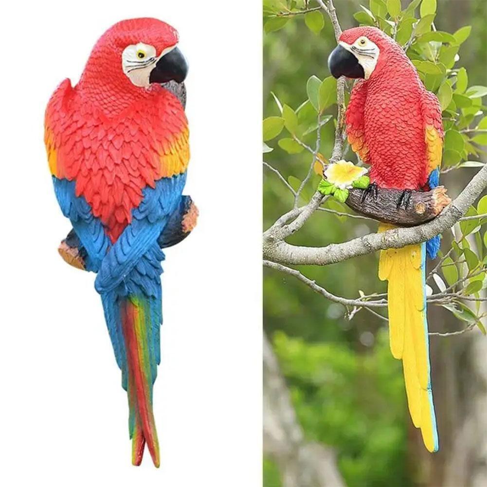 Resin Simulation Parrot Birds Sculpture Cute Wall Hanging Crafts Tree Decor DIY gallery