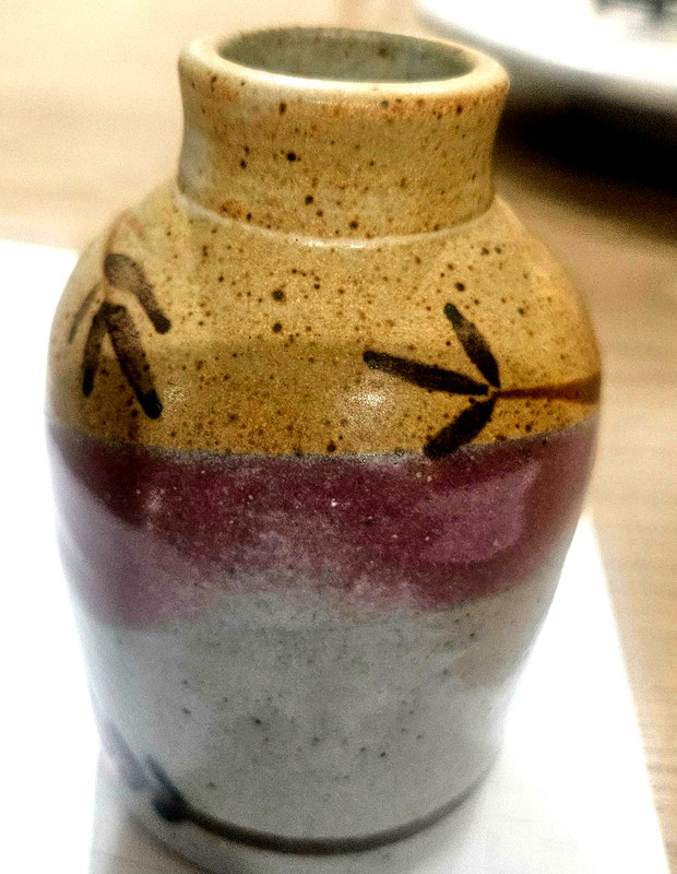 Signed Studio Art Pottery Stoneware Pitcher 6 "Handcrafted Speckled Glaze Vase gallery