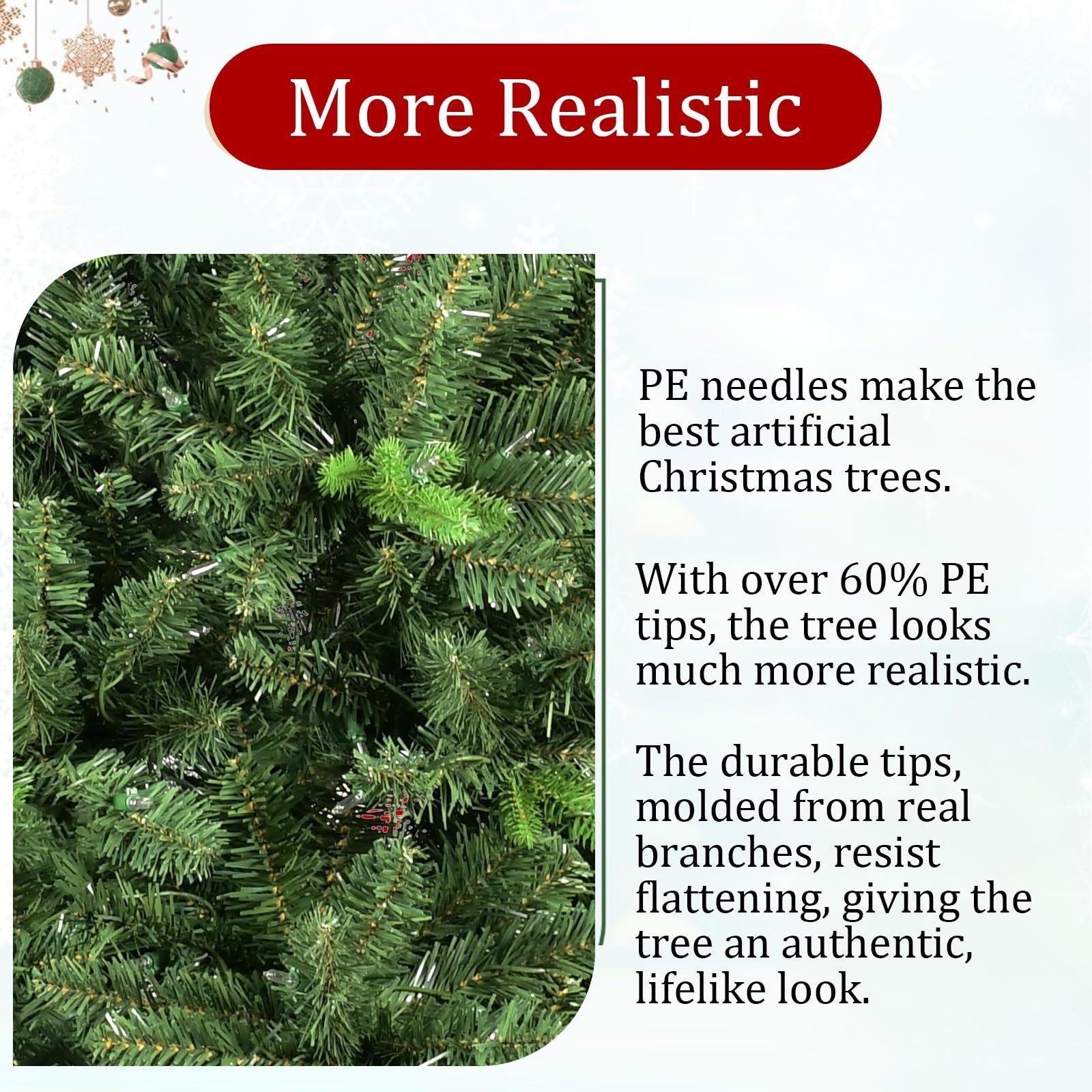 MAKEATREE 6ft Artificial Christmas Tree with 1296 Mixed PE & PVC Tips, Unlit ... gallery