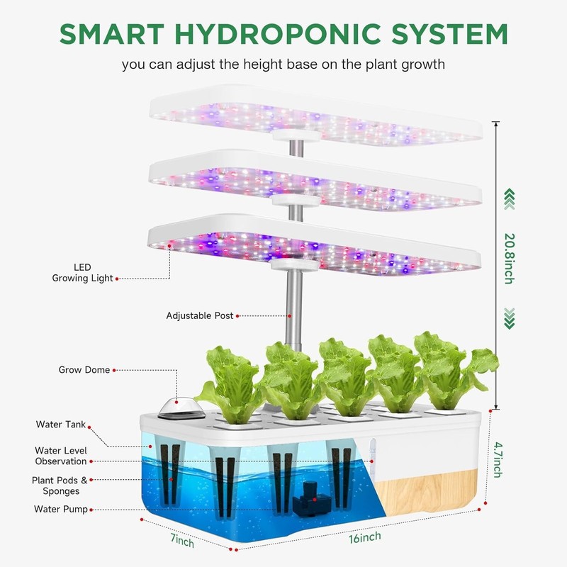 Hydroponics Growing System 12Pods, Indoor Herb Garden with LED Grow Light gallery